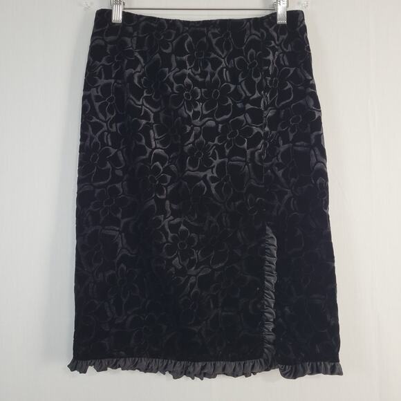 Noviello-Bloom floral velvet ruffle trim skirt set size 6 whimsigoth career USA - Picture 11 of 16